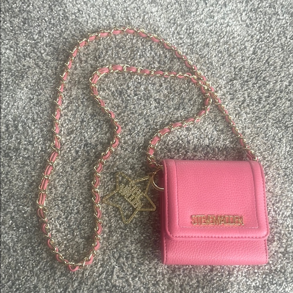 Steve Madden Pink and Gold Crossbody Bag with Chain Strap